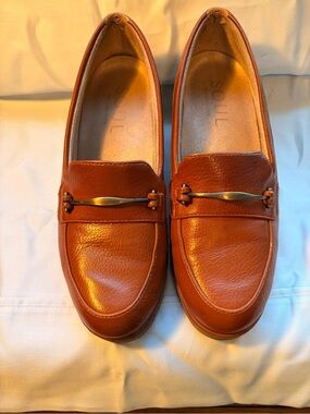 SOUL Naturalizer Cognac Leather Wedge Loafers Women’s 8 Comfort Shoes